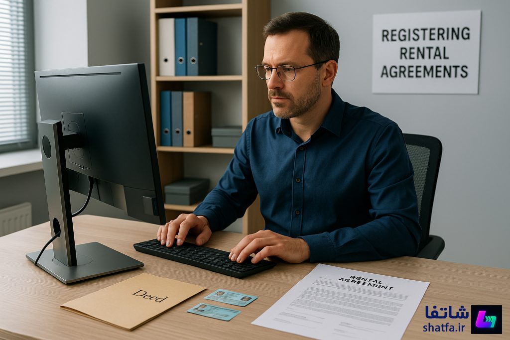 ثبت قرارداد اجاره‌نامه در دفتر املاک برای دریافت کد رهگیری