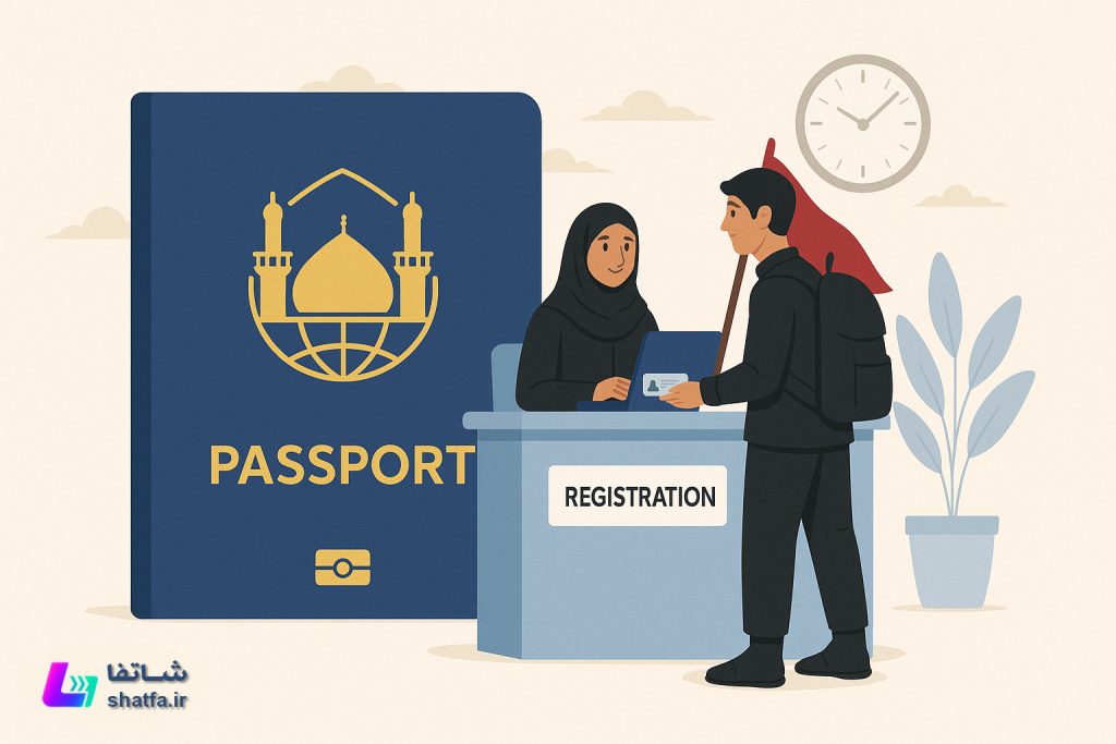 زائر کربلا در حال ثبت‌نام برای گذرنامه اربعین